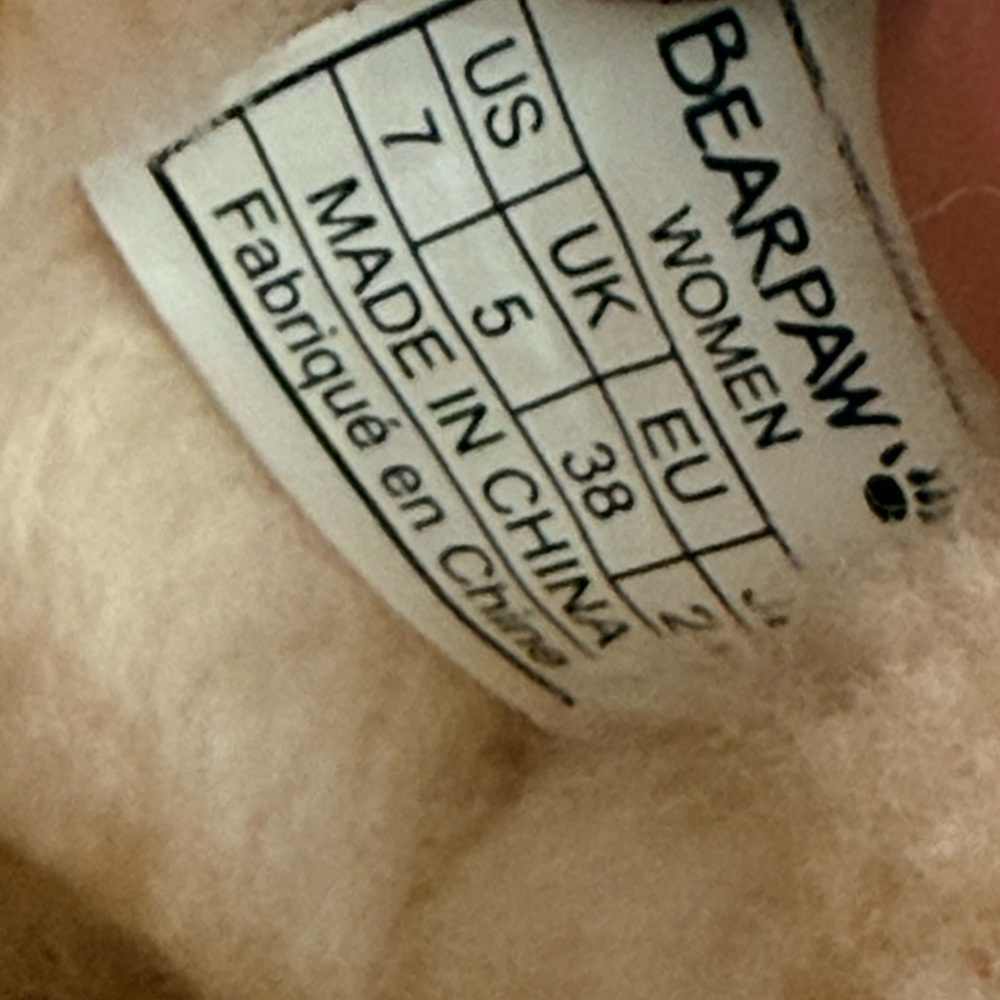 BearPaw Short Mini Ankle Boots Tan Suede Sheepskin Wool Size 7 - Picture 7 of 8